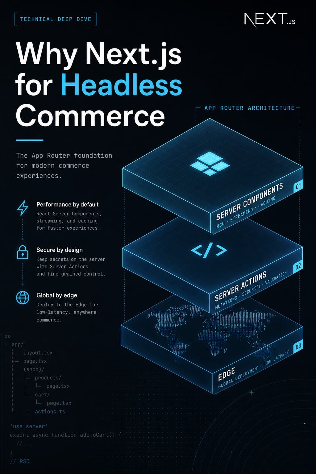 Technical illustration: Next.js App Router as host for headless commerce